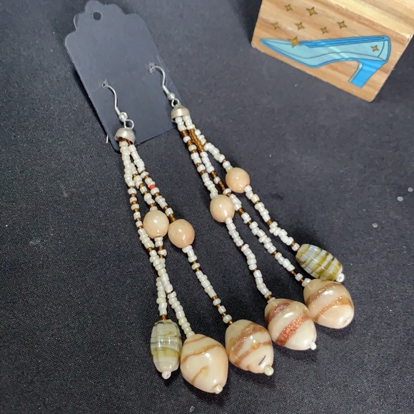 Vintage Boho Marble Beads  Drop Unique Earrings - Picture 4 of 4